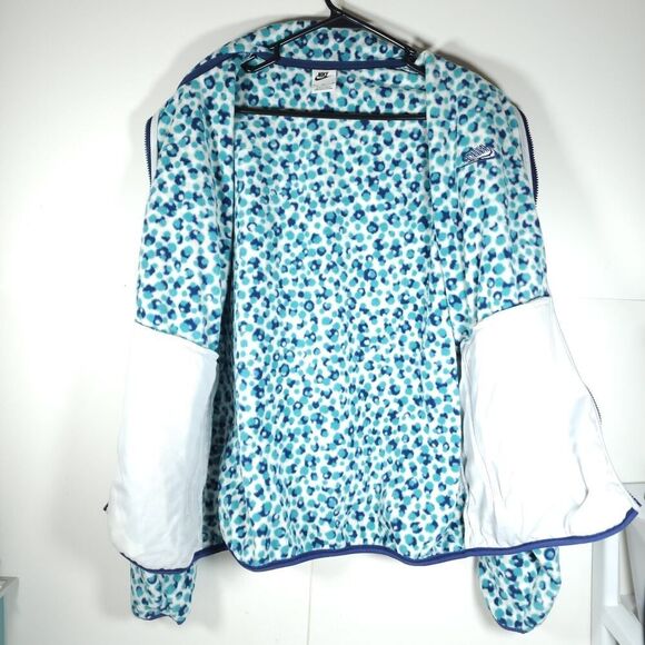 Nike Men's Club Medium Blue Dot Pattern Logo Embroidered Full Zip Fleece Jacket - Picture 5 of 12